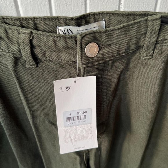 Brand New Zara Cargo Utility Carpenter Canvas Pant Jean Size 14 - Picture 4 of 5